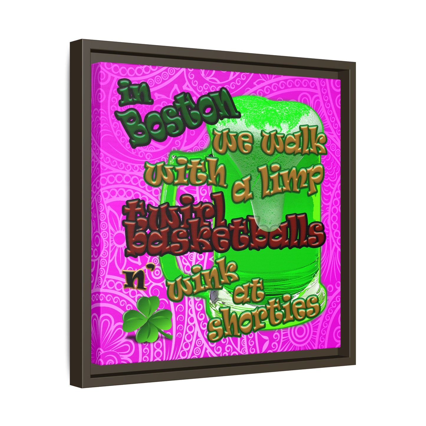 celtics logo - framed canvas art (pink swirl)