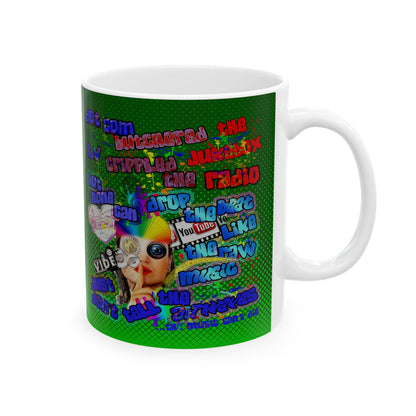 drop the beat - White Mug (logo green)