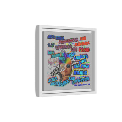 drop the beat - framed canvas art (light grey)
