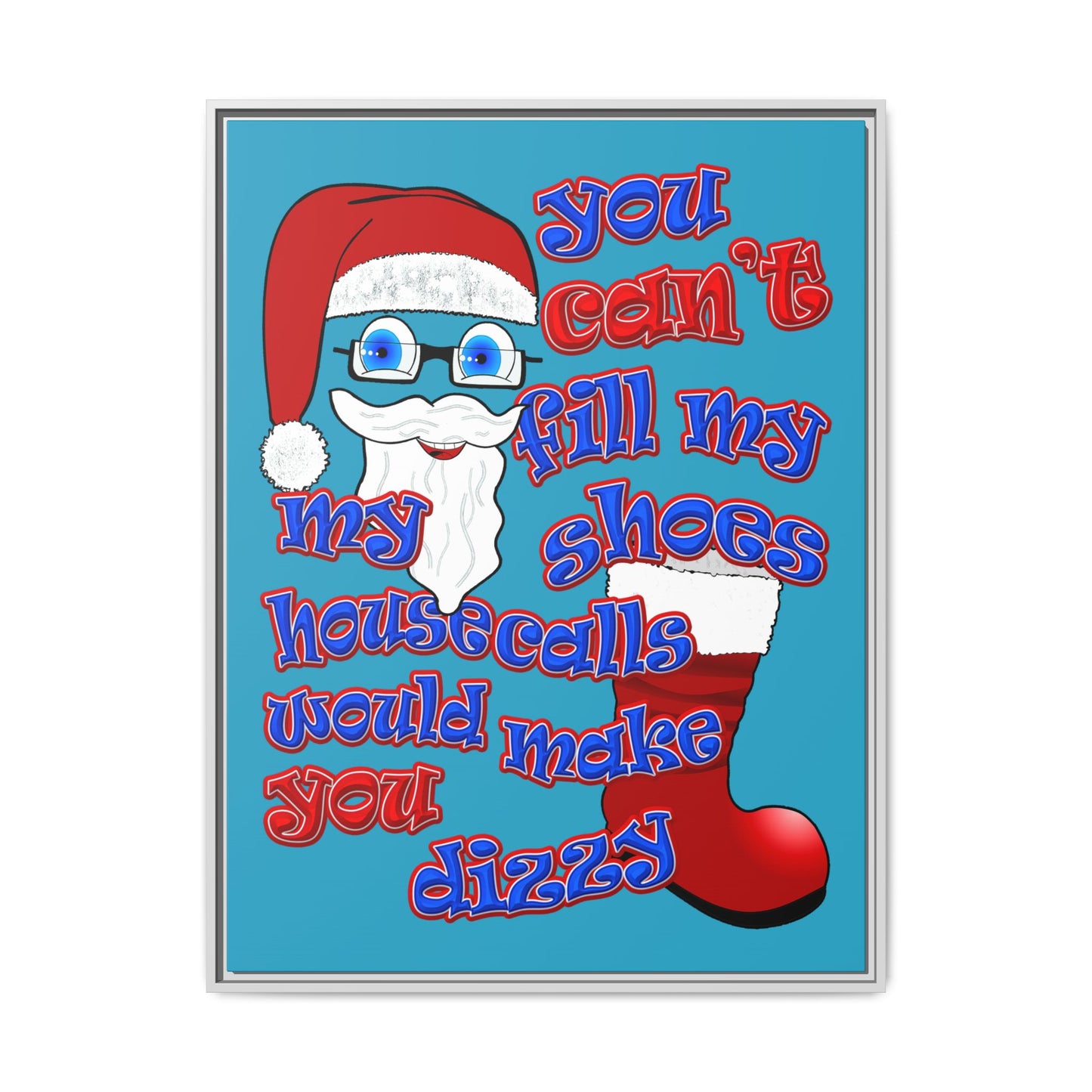 santa's shoes - framed canvas art (turquoise)