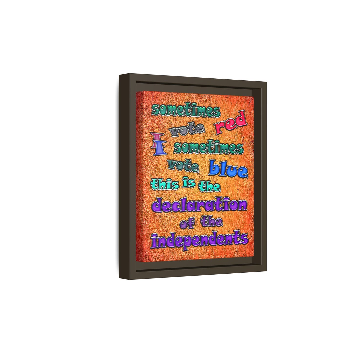 declaration of the independents - framed canvas art (burnt orange)