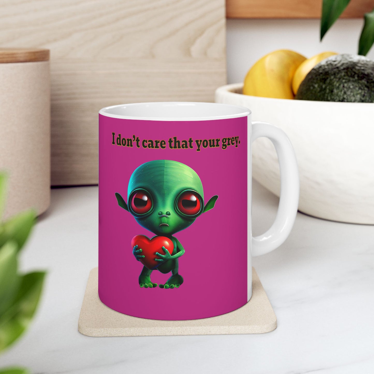 I don't care that your grey - White Mug (pink)