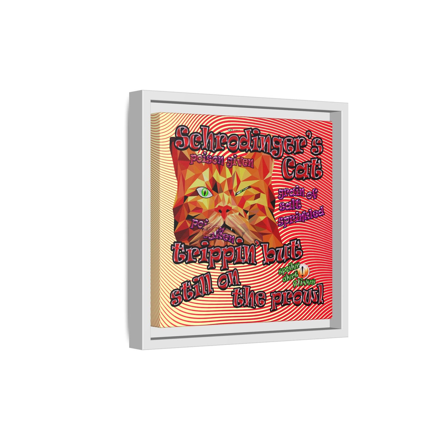 schrodinger's cat - framed canvas art (yellow-orange wave)