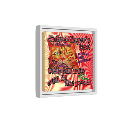 schrodinger's cat - framed canvas art (yellow-orange wave)