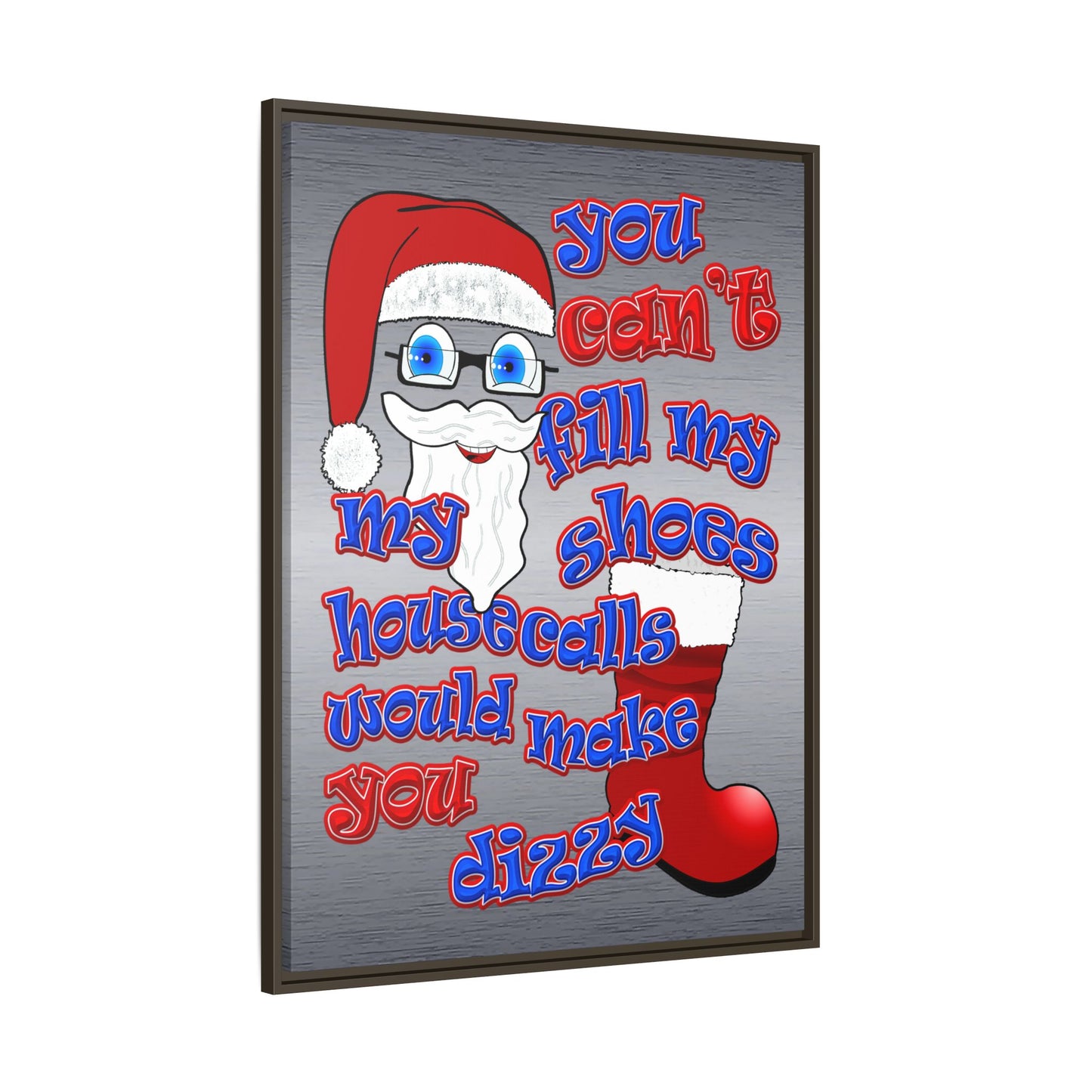 santa's shoes - framed canvas art (brushed nickel)