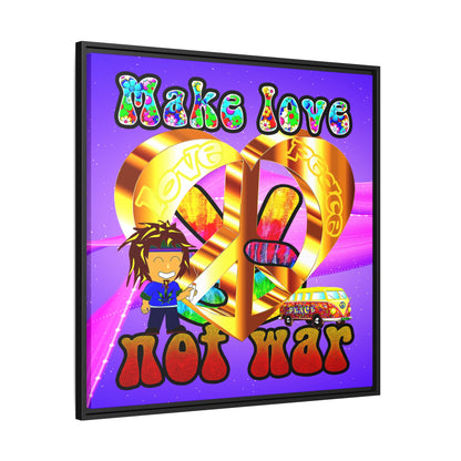 love peace - framed canvas art (purple-pink wave)