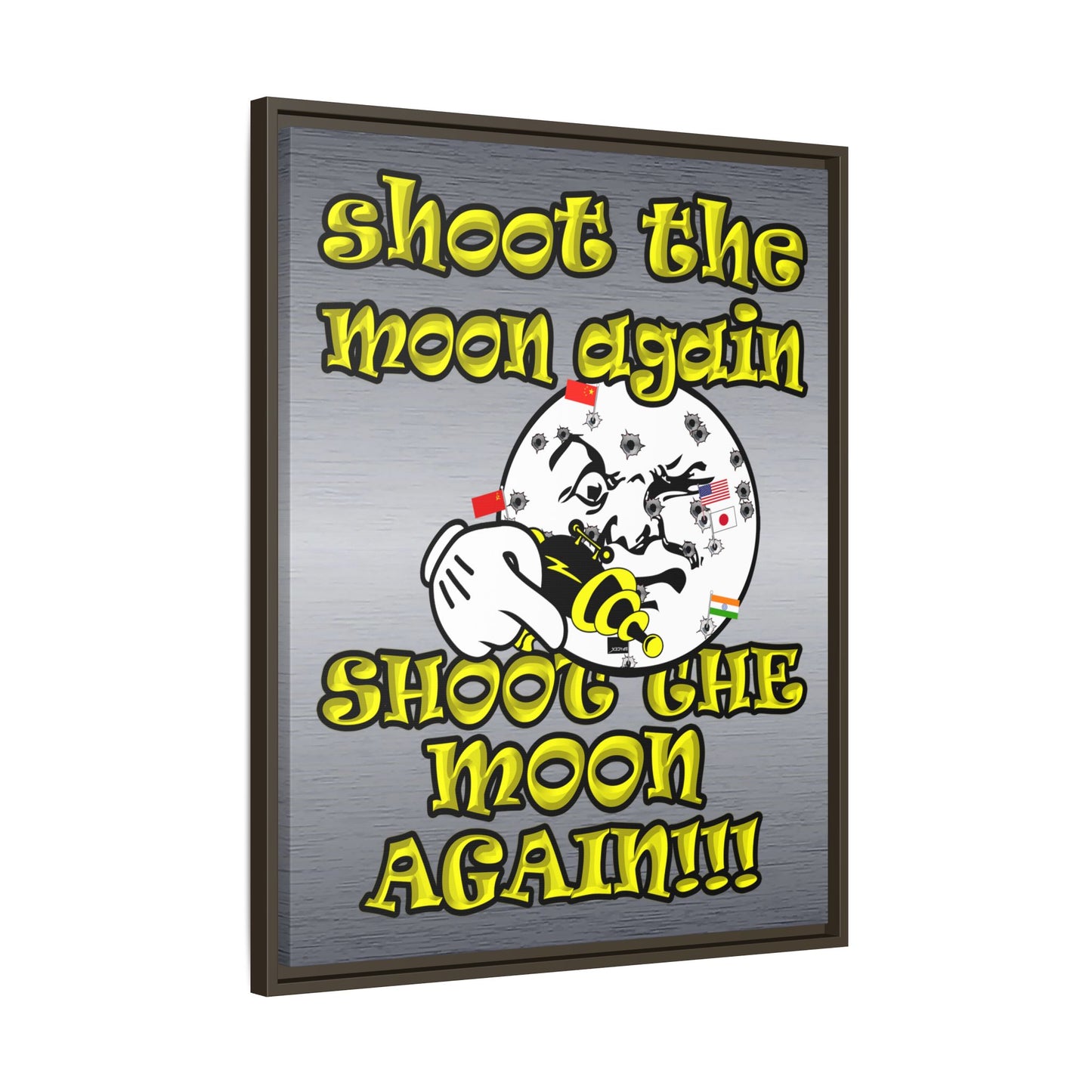 shoot the moon again - framed canvas art (brushed nickel)