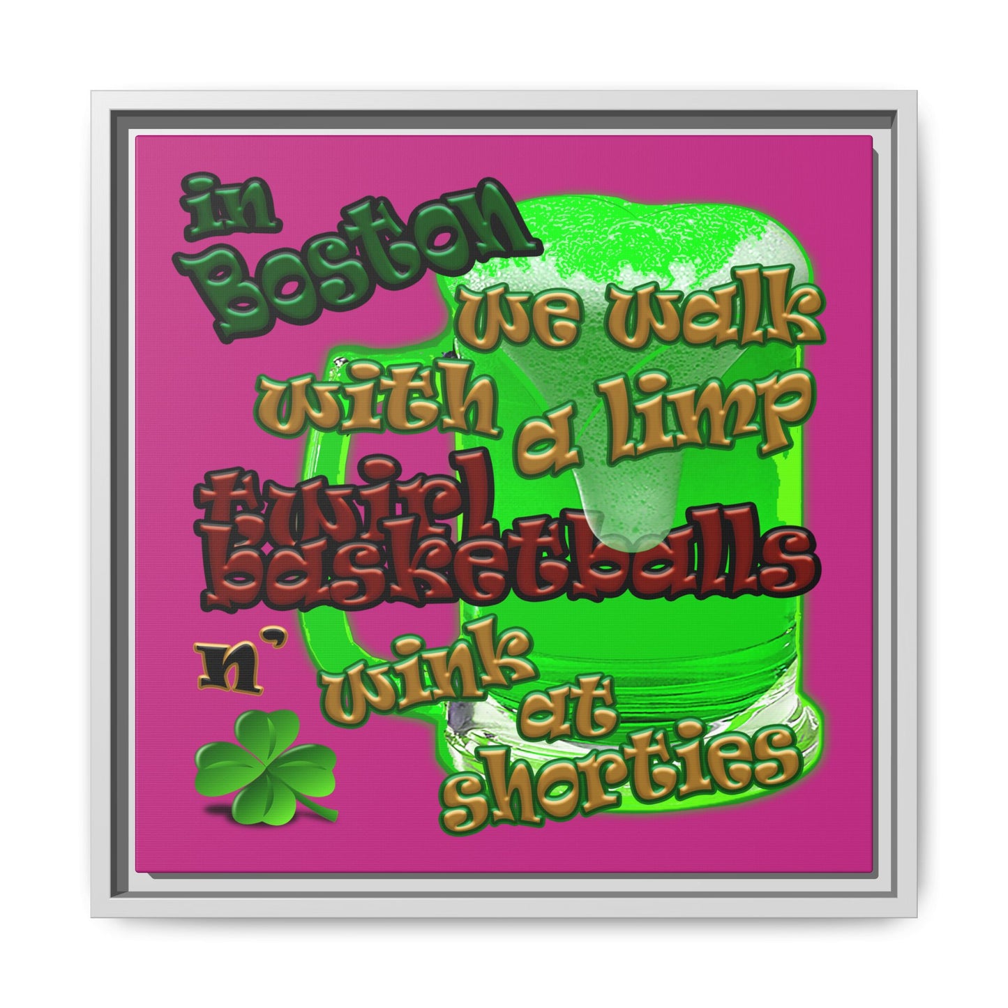 celtics logo - framed canvas art (pink)