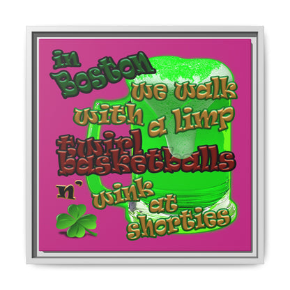 celtics logo - framed canvas art (pink)
