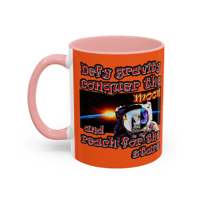 defy conquer reach - Accent Mug (orange)