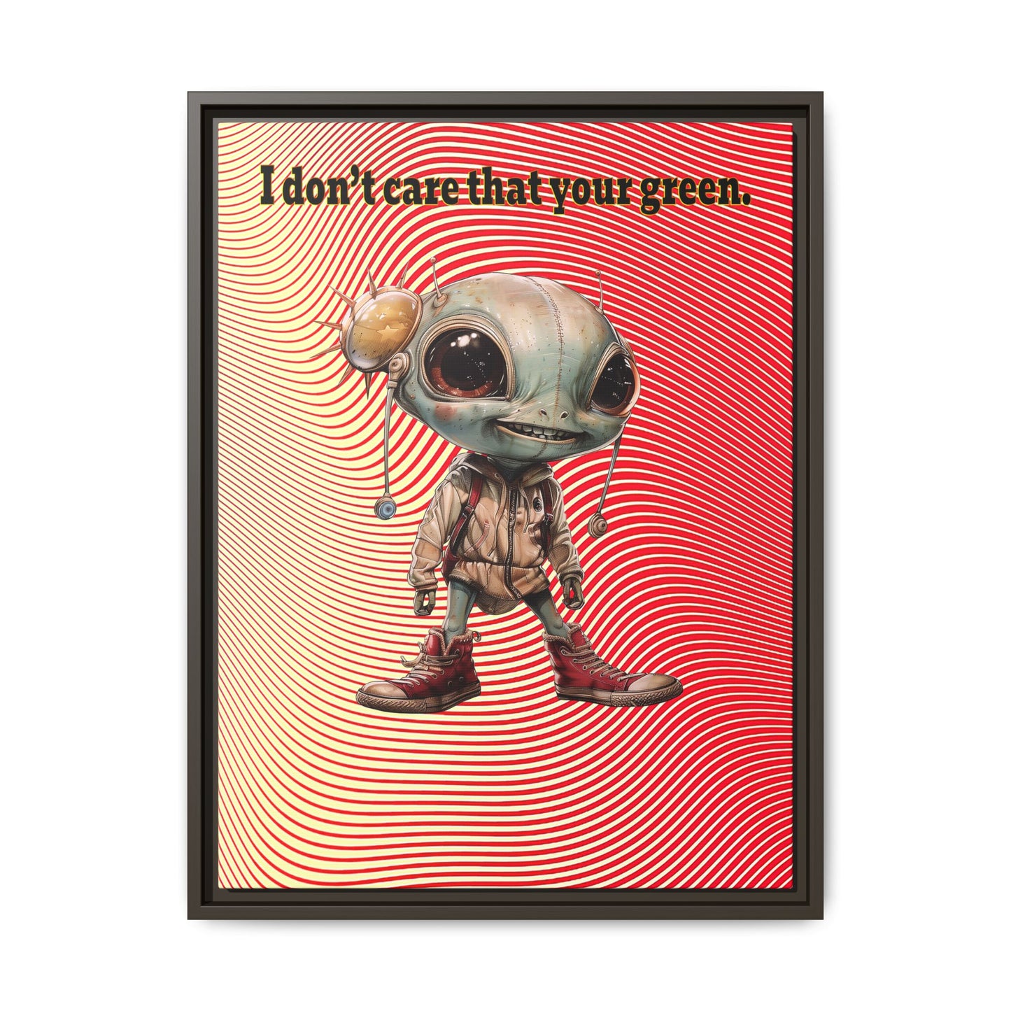 I don't care that your green - framed canvas art (yellow-orange wave)