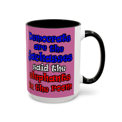 donkeys and elephants - Accent Mug (light pink)