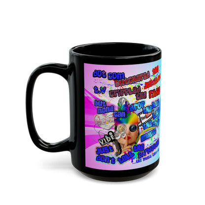 drop the beat - Black Mug (light blue-pink wave)