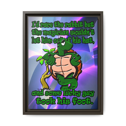 turtle race - framed canvas art (grey-pink wave)