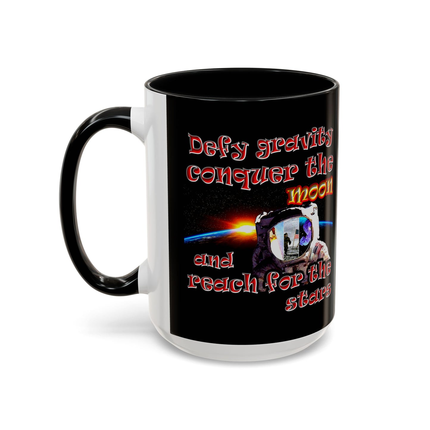 defy conquer reach - Accent Mug (black)