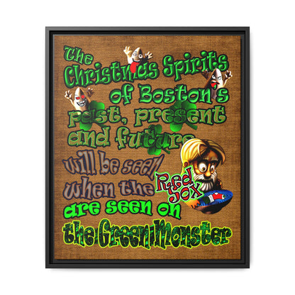 christmas spirits of boston - framed canvas art (brown papyrus)
