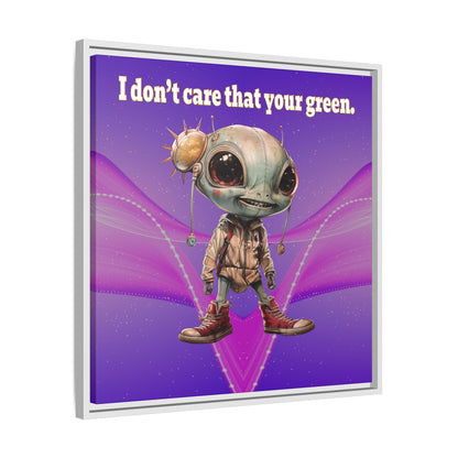 I don't care that your green - framed canvas art (purple-pink wave)