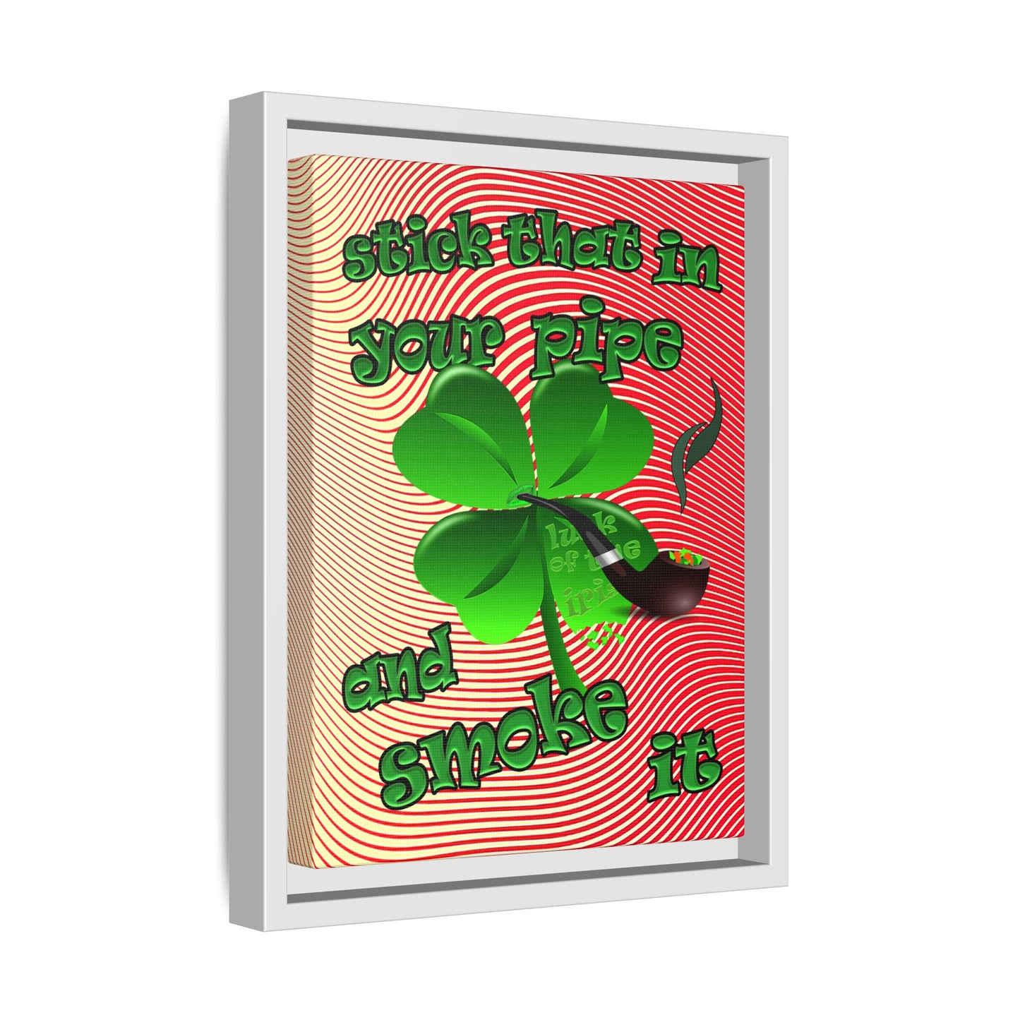 stick that in your pipe and smoke it - framed canvas art (yellow-orange wave)