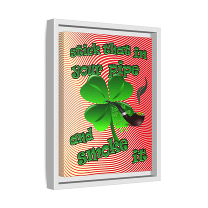stick that in your pipe and smoke it - framed canvas art (yellow-orange wave)