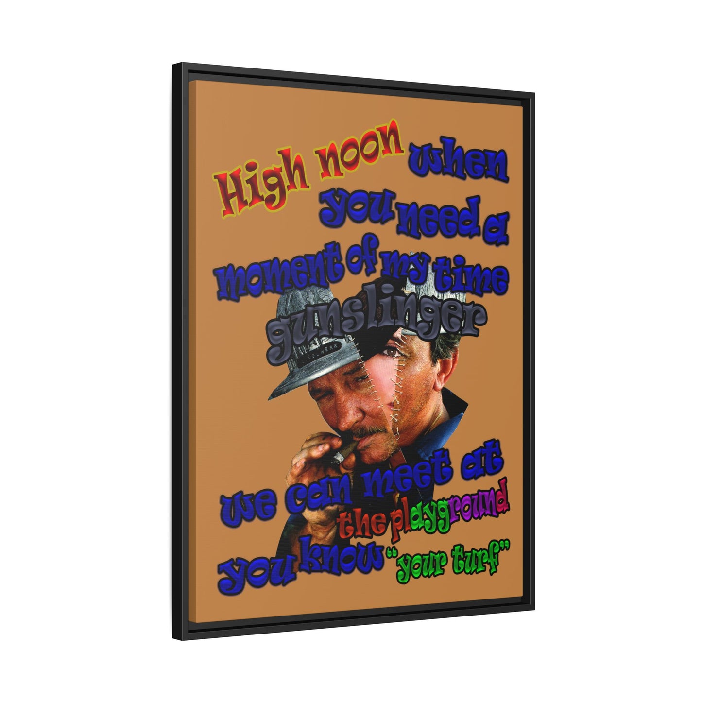 high noon - framed canvas art (light brown)