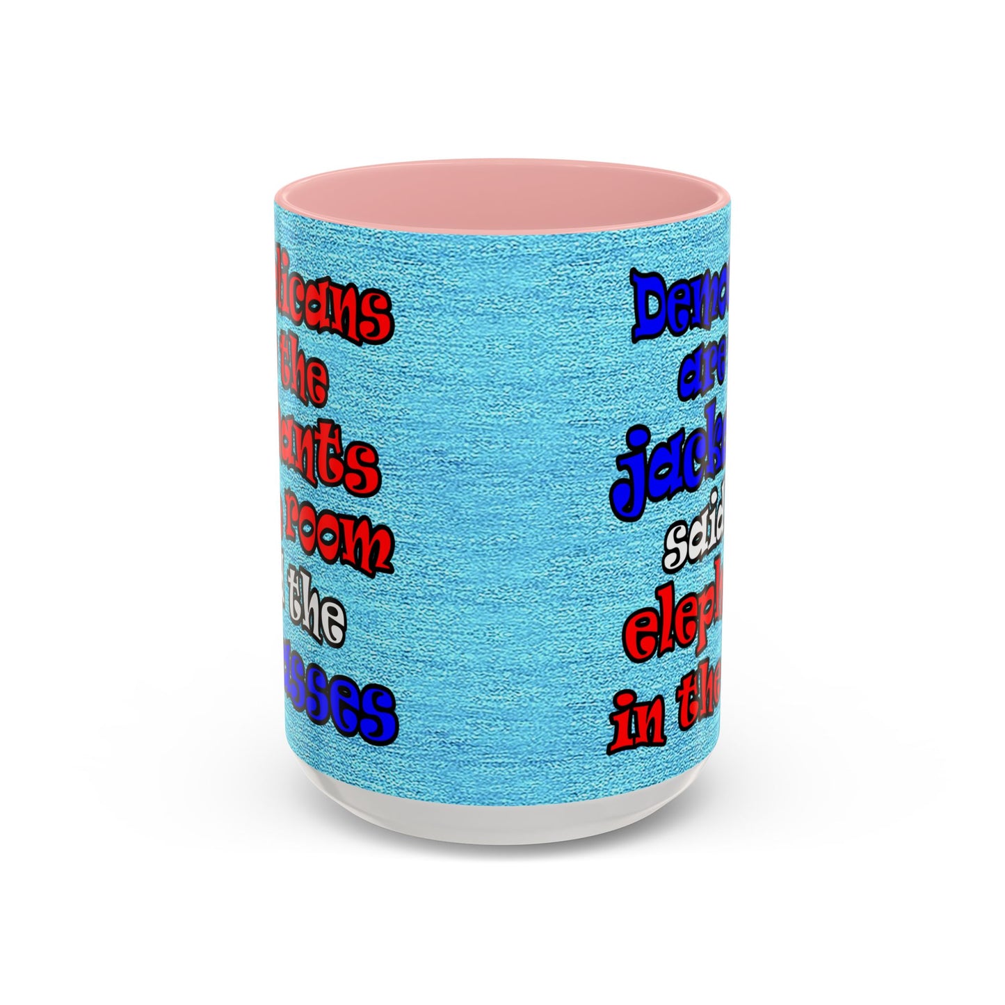 donkeys and elephants - Accent Mug (faded blue)