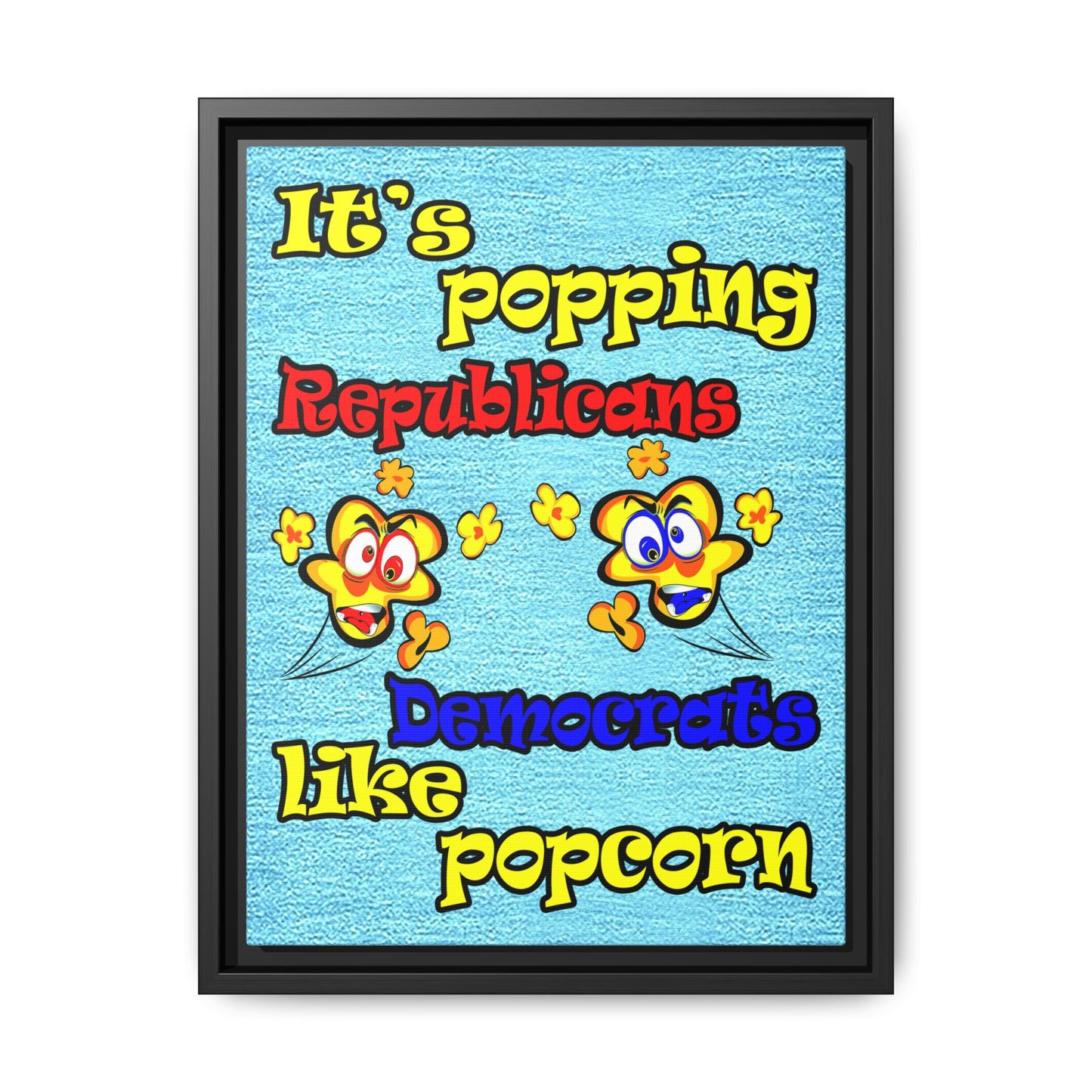 popping like popcorn - framed canvas art (faded dark blue)