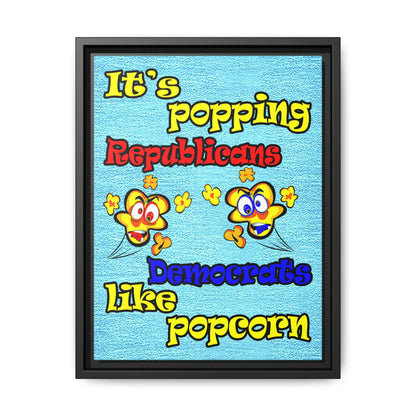 popping like popcorn - framed canvas art (faded dark blue)