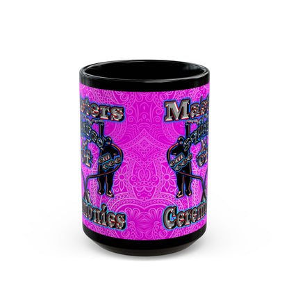 em cee squared - Black Mug (pink swirl)