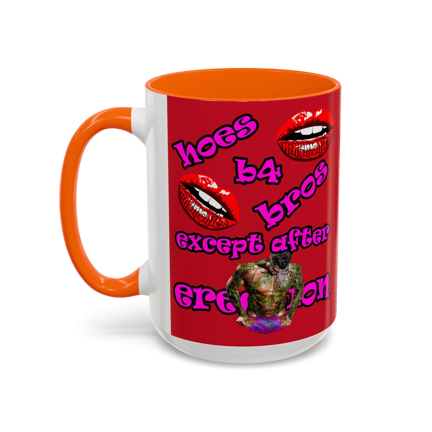 hoes b4 bros - Accent Mug (dark red)