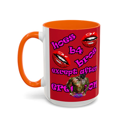 hoes b4 bros - Accent Mug (dark red)