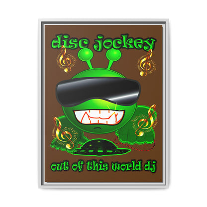 disc jockey - framed canvas art (brown)