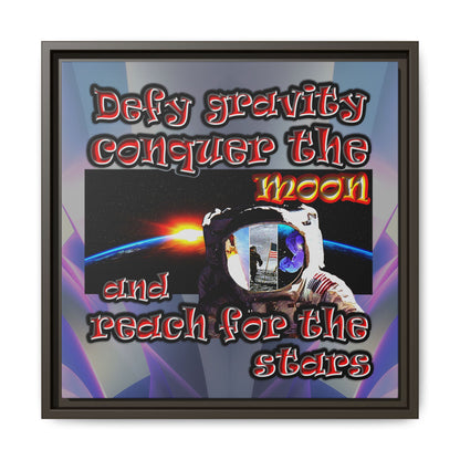 defy conquer reach - framed canvas art (grey-pink wave)