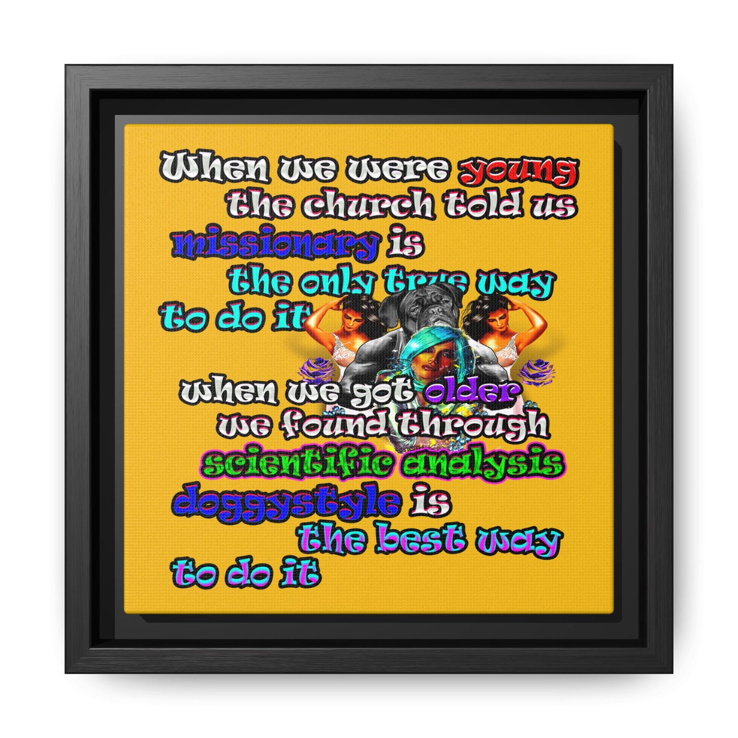 doggystyle - framed canvas art (yellow)