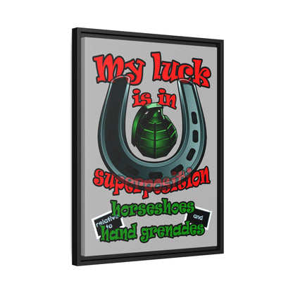 my luck - framed canvas art (light grey)