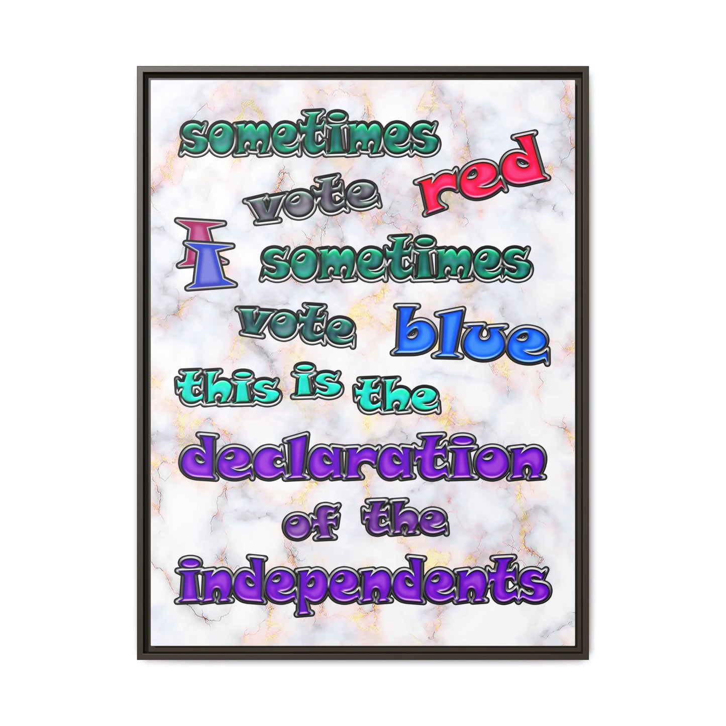 declaration of the independents - framed canvas art (white marble)