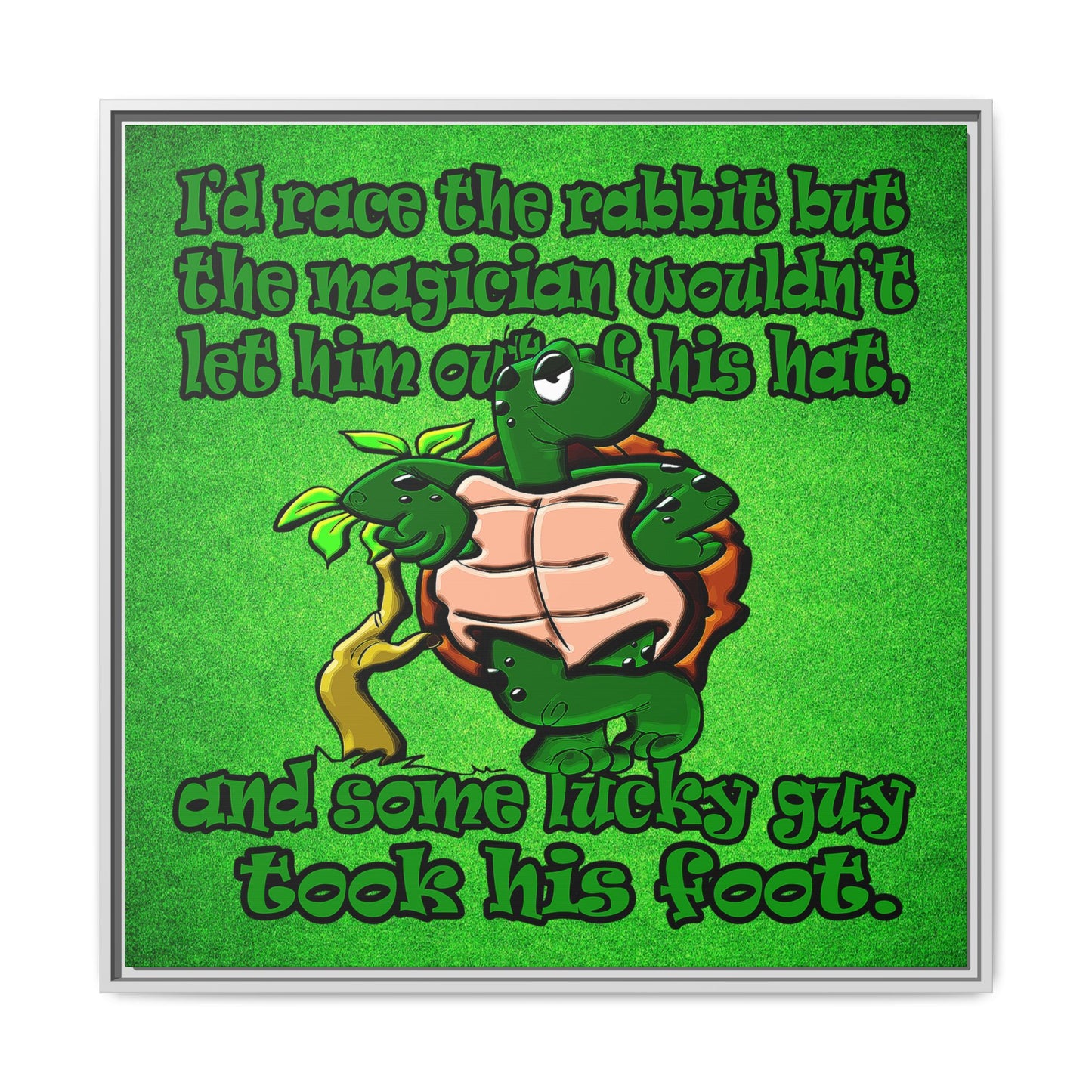 turtle race - framed canvas art (green turf)
