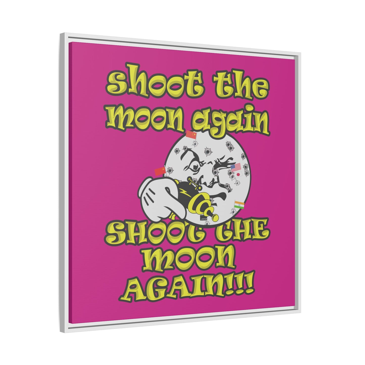 shoot the moon again - framed canvas art (pink)