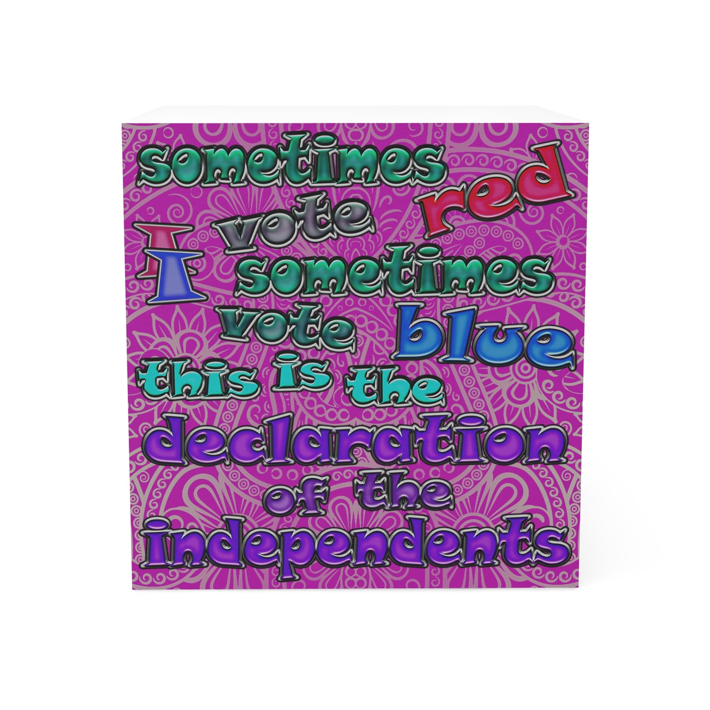 declaration of the independents - note cube (pink swirl)
