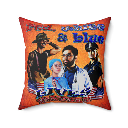 rw&b lives matter - Spun Polyester Square Pillow - (burnt orange)
