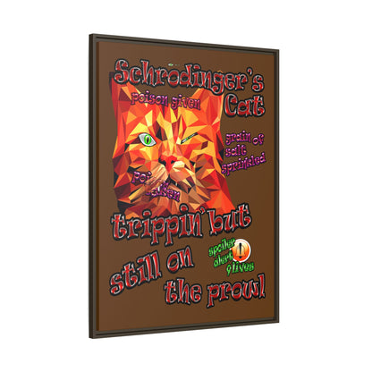 schrodinger's cat - framed canvas art (brown)