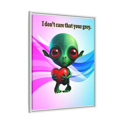 I don't care that your grey - framed canvas art (light blue-pink wave)
