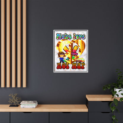 love peace - framed canvas art (white marble)
