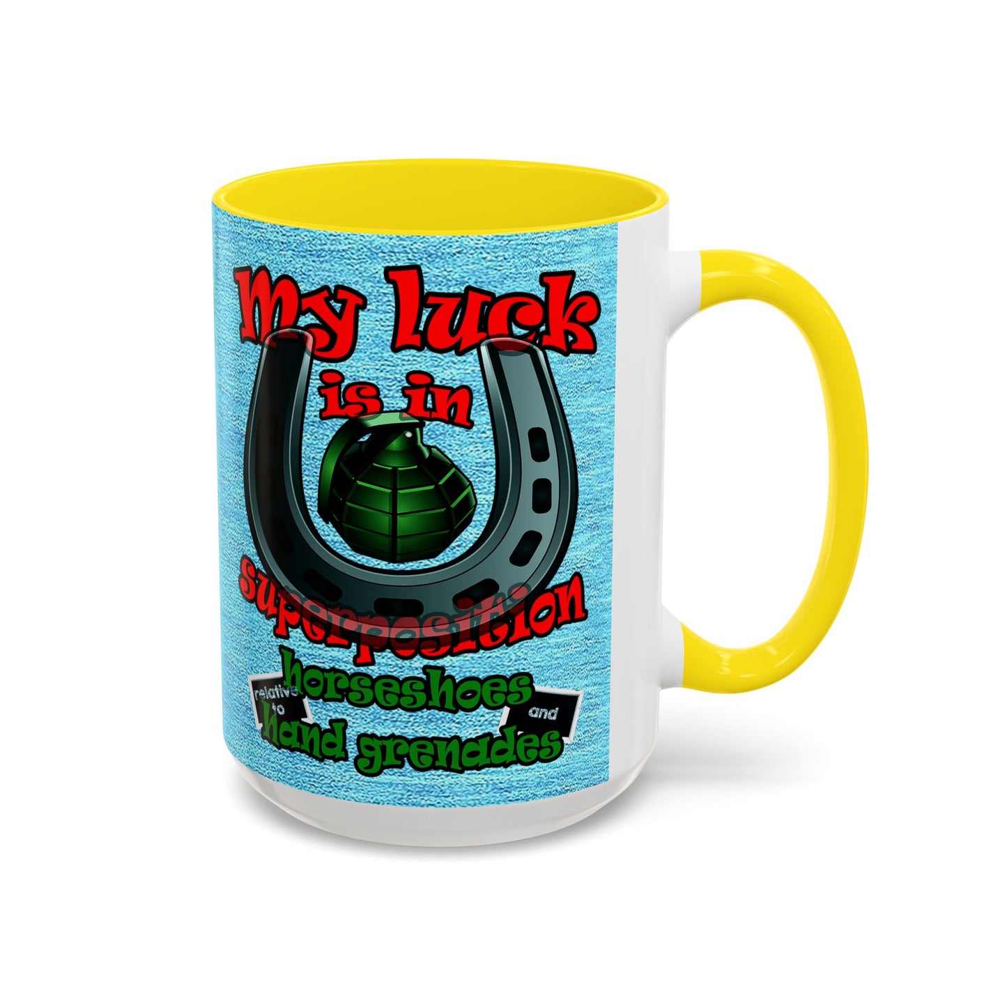 my luck - Accent Mug (faded dark blue)