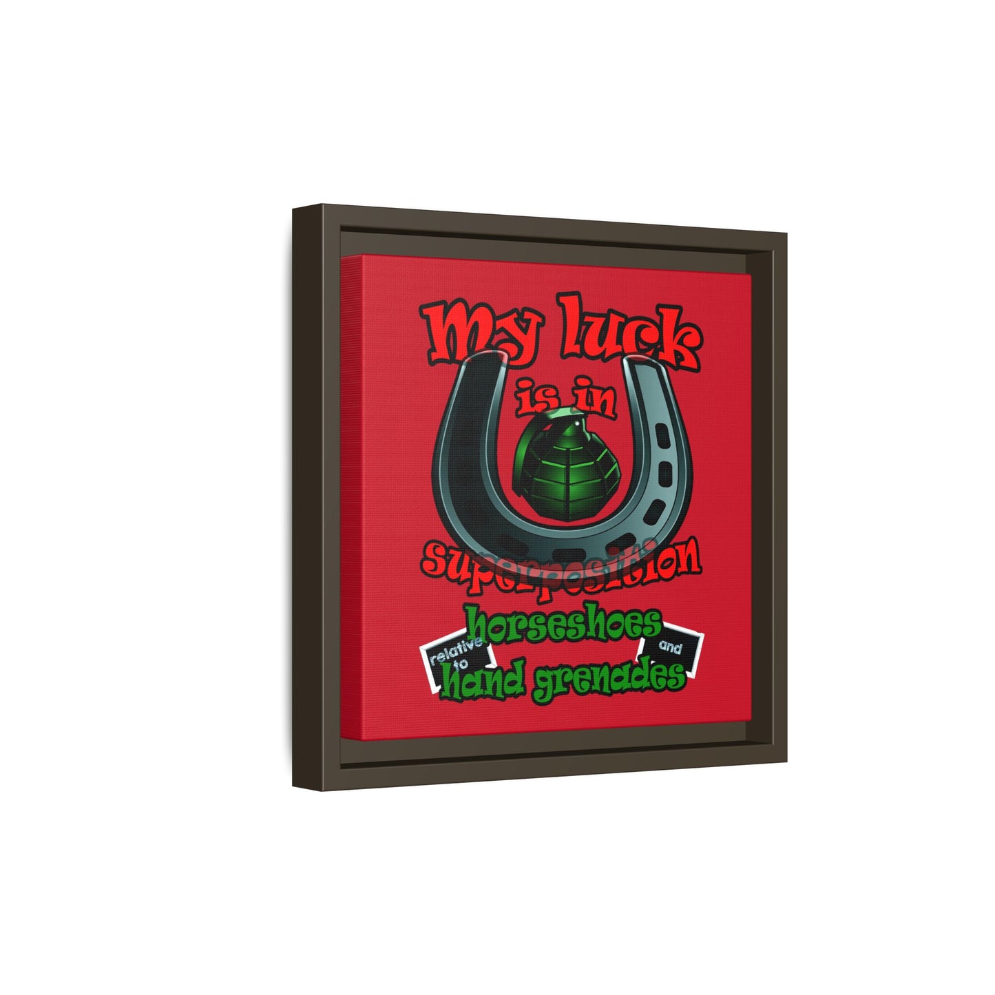 my luck - framed canvas art (dark red)