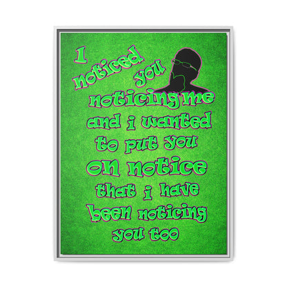 noticed you noticing - framed canvas art (green turf)