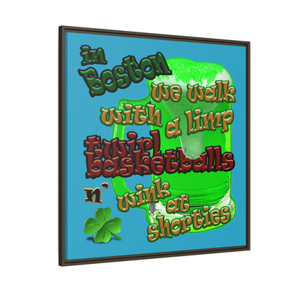 celtics logo - framed canvas art (turquoise)