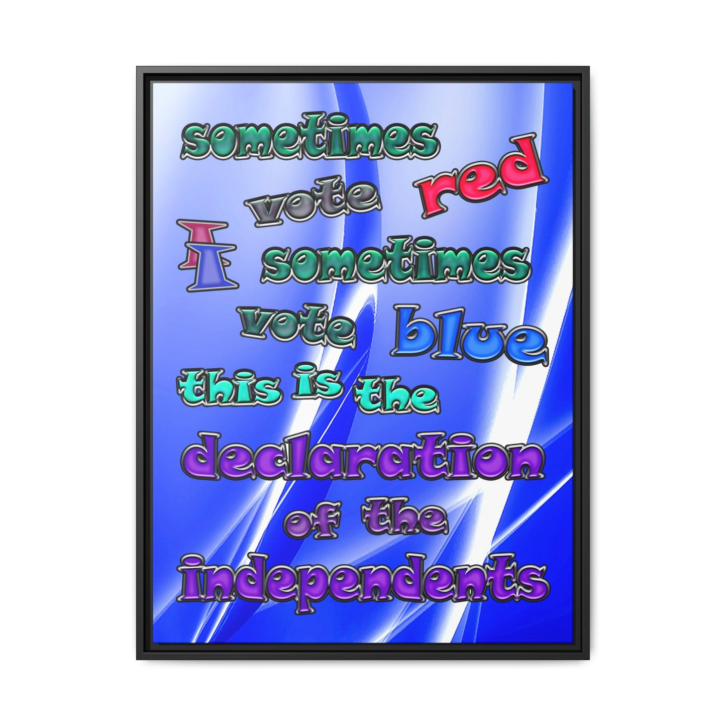 declaration of the independents - framed canvas art (blue-white wave)