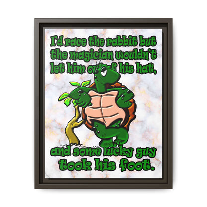 turtle race - framed canvas art (white marble)