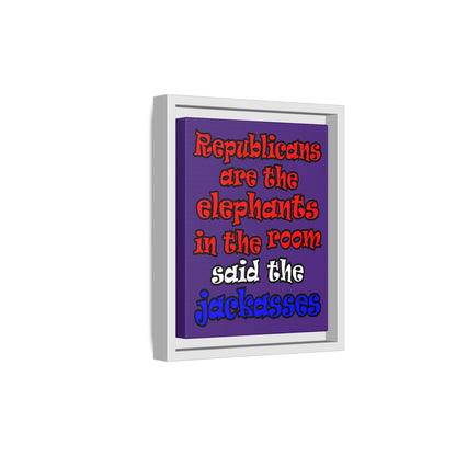 donkeys and elephants - framed canvas art (purple)