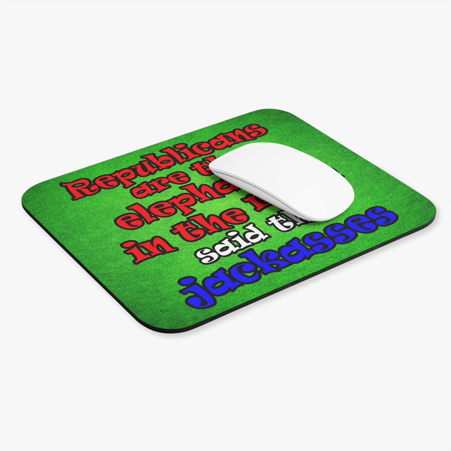 donkeys and elephants - Mouse Pad (Rectangle) (green turf)